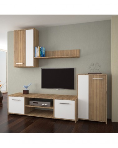 Mobilier living MAKAZA II, Stejar/Alb, PAL, 190x120x40 cm
