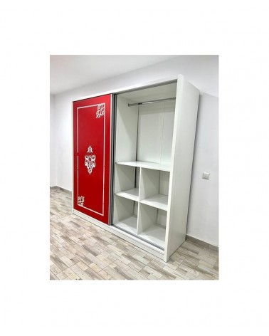 Dulap COD101, Alb/Rosu, Pal, Oglinda