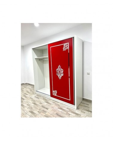 Dulap COD101, Alb/Rosu, Pal, Oglinda