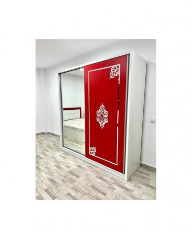 Dulap COD101, Alb/Rosu, Pal, Oglinda