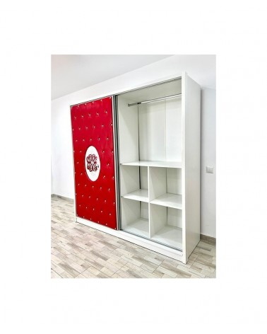 Dulap COD102, Alb/Rosu, Pal, Oglinda