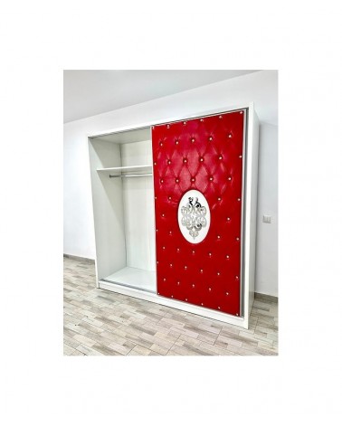 Dulap COD102, Alb/Rosu, Pal, Oglinda