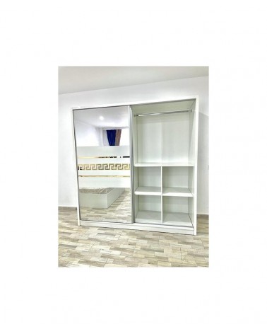 Dulap COD103, Alb/Auriu, Pal, Oglinda