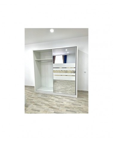 Dulap COD103, Alb/Auriu, Pal, Oglinda