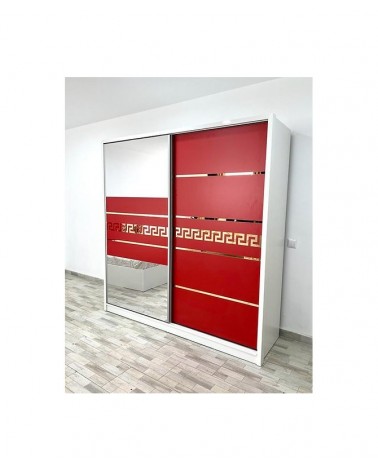 Dulap COD103, Alb/Rosu, Pal, Oglinda