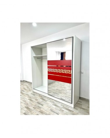 Dulap COD103, Alb/Rosu, Pal, Oglinda