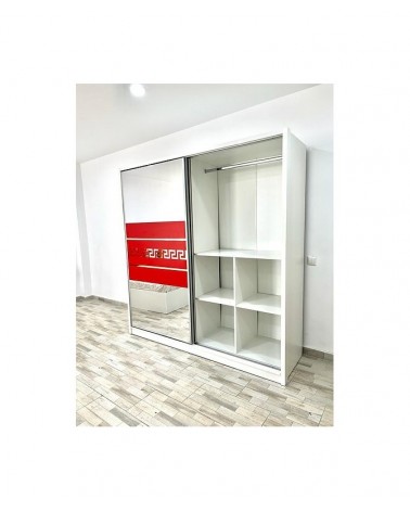 Dulap COD103, Alb/Rosu, Pal, Oglinda