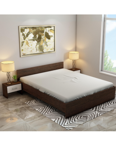 Set Pat Hera Wenge / Alb Cu 2 Noptiere, Contine Suport Saltea Si Saltea