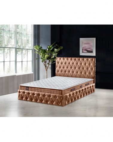 Set Pat Oscar MARO Complet Tapitat Cu Saltea 160x200cm si Somiera Rabatabila