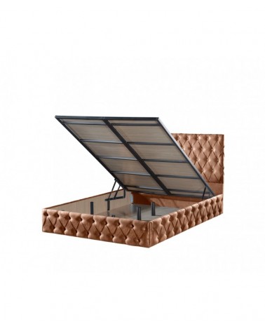 Set Pat Oscar MARO Complet Tapitat Cu Saltea 160x200cm si Somiera Rabatabila