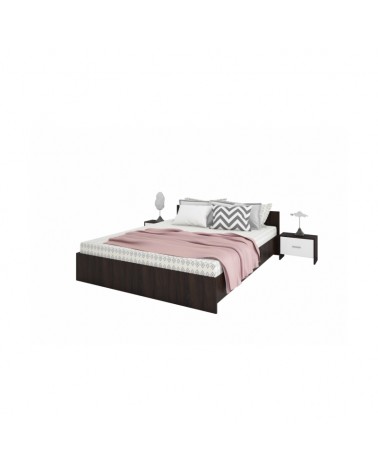 Set Pat Hera Wenge / Alb Cu 2 Noptiere, Contine Suport Saltea Si Saltea