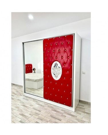 Dulap COD102, Alb/Rosu, Pal, Oglinda