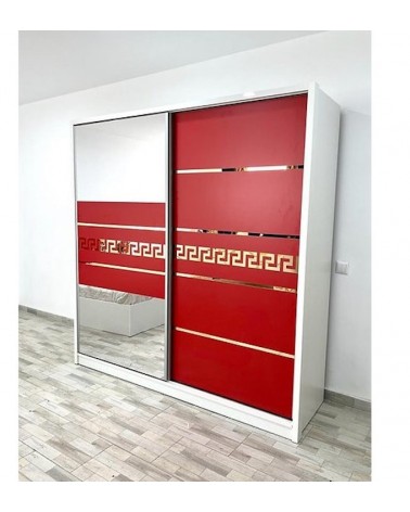 Dulap COD103, Alb/Rosu, Pal, Oglinda