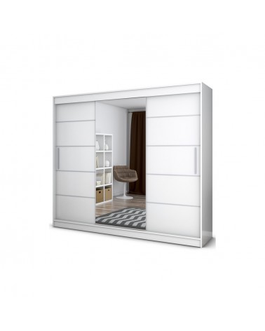 Dressing David Alb Cu Oglinda, Înălțime 208 cm , Latime 250 cm , Adâncime , 60 cm
