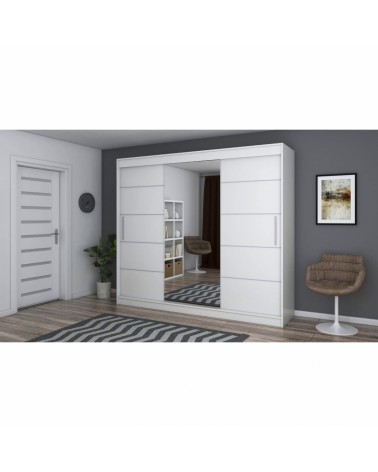 Dressing David Alb Cu Oglinda, Înălțime 208 cm , Latime 250 cm , Adâncime , 60 cm