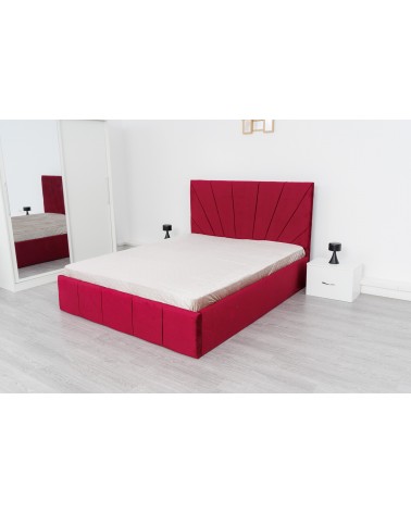 Set Dormitor Valencia, 5 Piese, Pat Complet Tapitat 160 X 200, Comoda, 2Noptiere, Dulap 2u glisante