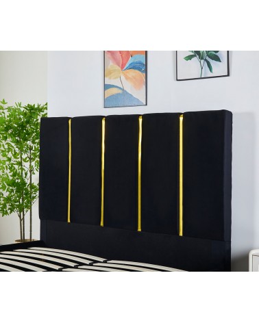 Pat LB-214 Complet Tapitat Catifea 160x200cm, cu iluminare LED integrata, modern, somiera si saltea inclusa