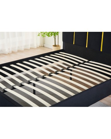 Pat LB-214 Complet Tapitat Catifea 160x200cm, cu iluminare LED integrata, modern, somiera si saltea inclusa
