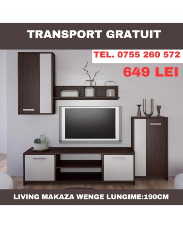 Mobilier living MAKAZA, Wenge/Alb, PAL, 190x120x40 cm