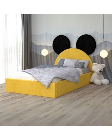 Pat Tapitat Mickey 6 Galben/Negru 140x200cm + Saltea 20cm Grosime