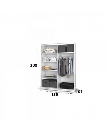 Dulap A01 Gri cu Oglinda, 150cm Lungime