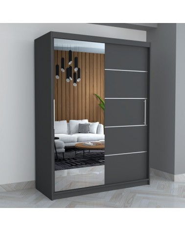 Dulap A01 Gri cu Oglinda, 150cm Lungime