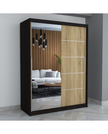 Dulap A07 Wenge/Sonoma cu Oglinda, 150cm Lungime