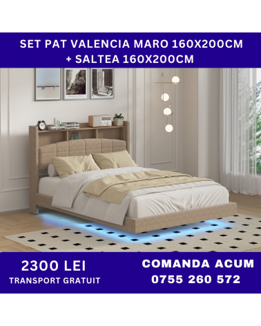 Set Pat Valencia Maro Cu Saltea 160x200cm 20cm grosime
