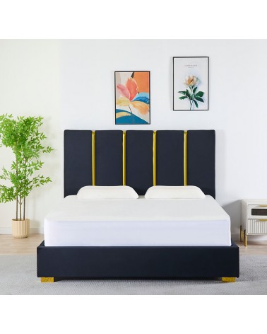 Set Pat LB-214 Negru Cu Saltea 160x200cm 20cm grosime