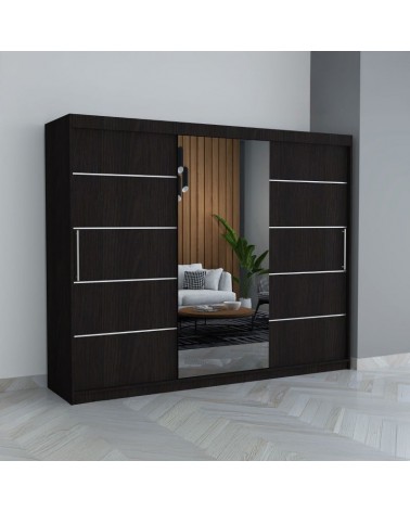 Dressing David Wenge Cu Oglinda, Înălțime 200 cm , Latime 250 cm , Adâncime , 60 cm