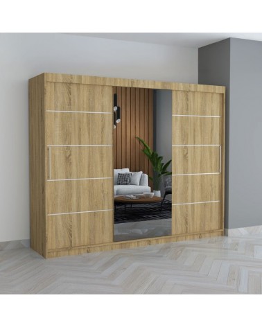 Dressing David Sonoma Cu Oglinda, Înălțime 200 cm , Latime 250 cm , Adâncime , 60 cm