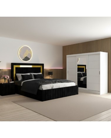 Set Dormitor Ianis Negru/Alb + Saltea 160x200cm
