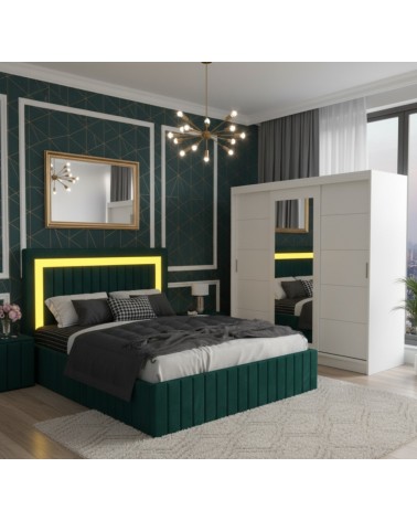 Set Dormitor Ianis Verde/Alb + Saltea 160x200cm