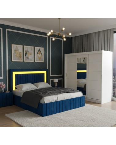Set Dormitor Ianis Albastru/Alb + Saltea 160x200cm