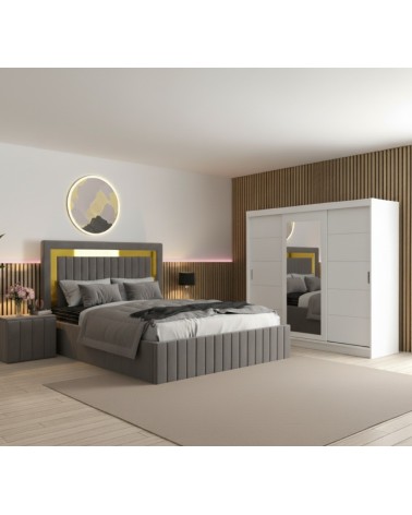Set Dormitor Ianis Gri/Alb + Saltea 160x200cm