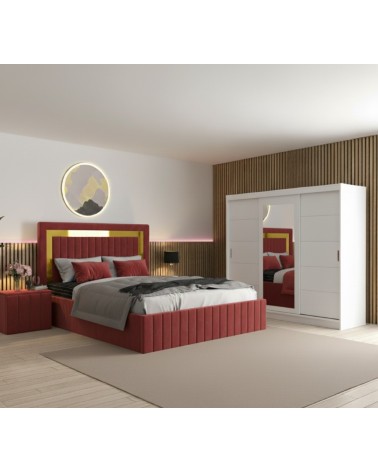 Set Dormitor Ianis Rosu/Alb + Saltea 160x200cm