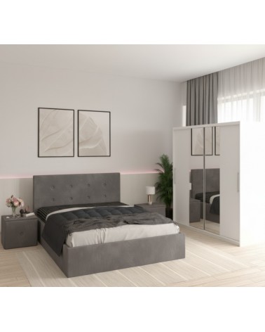 Set Dormitor Filip Gri + Saltea 160x200cm