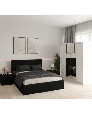 Set Dormitor Filip Negru + Saltea 160x200cm