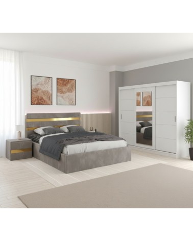 Set Dormitor Clio, Dulap 250cm Lungime + Saltea 160x200cm