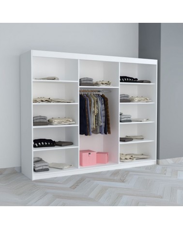 Set Mobila De Dormitor Eric Negru Cu Extensii, pat tapitat 160x200cm, dulap Negru 250cm, 2 noptiere tapitate si saltea 160x200cm