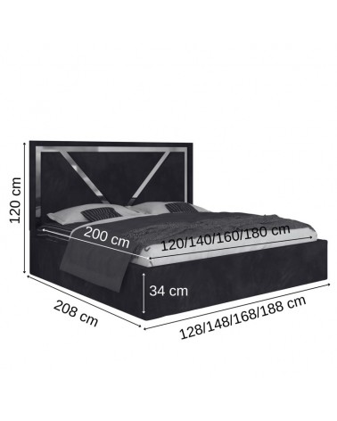 Set Pat VLN Complet Tapitat 160x200cm Cu Saltea 20cm Grosime