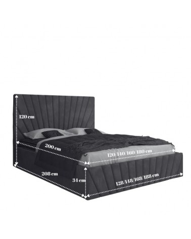 Set Pat Astra Complet Tapitat 160x200cm Cu Saltea 20cm Grosime si 2 Noptiere Tapitate