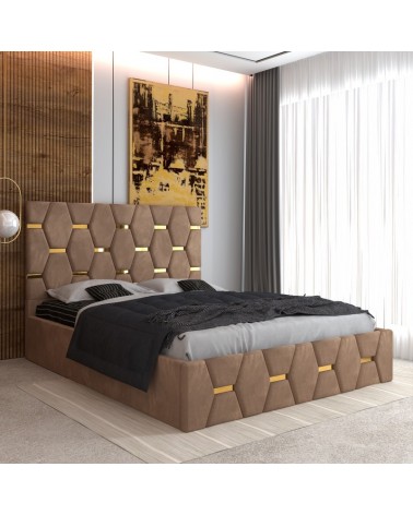 Set Pat Sofia Complet Tapitat 180x200cm Cu Saltea 20cm Grosime