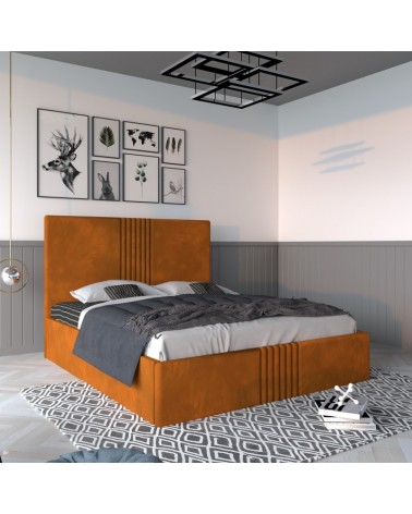 Set Pat Iris Complet Tapitat 160x200cm Cu Saltea 20cm Grosime