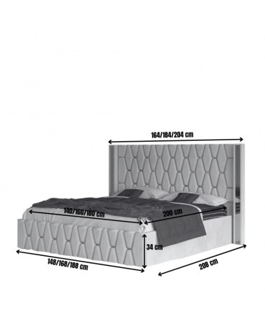 Set Pat Eric PLUS Complet Tapitat 180x200cm Cu Saltea 20cm Grosime Si 2 Noptiere Tapitate