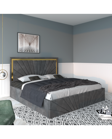 Set Pat Nova Complet Tapitat 160x200cm Cu Saltea 20cm Grosime