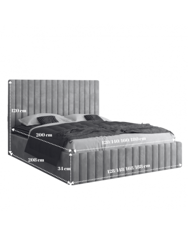 Set Pat Luca Complet Tapitat 140x200cm Cu Saltea 20cm Grosime