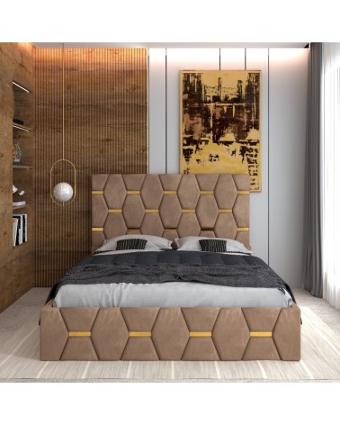 Set Pat Sofia Complet Tapitat 140x200cm Cu Saltea 20cm Grosime