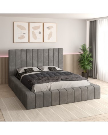 Set Pat Ella Complet Tapitat 160x200cm Cu Saltea 20cm Grosime