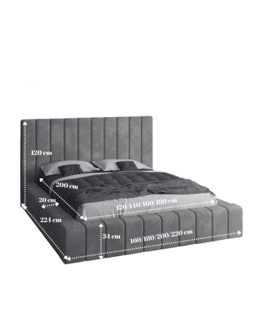 Set Pat Ella Complet Tapitat 160x200cm Cu Saltea 20cm Grosime